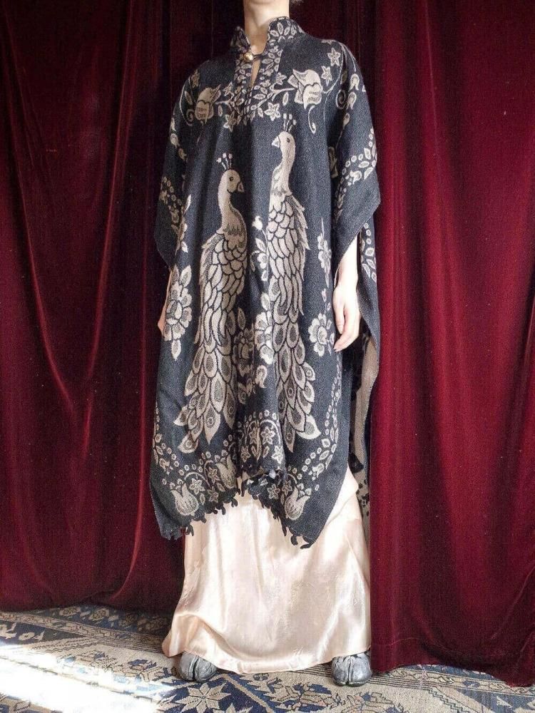 Peacock Woven Poncho