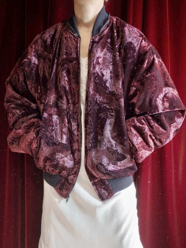 Deep Bordeaux Velvet "KOREA" Souvenir Jacket