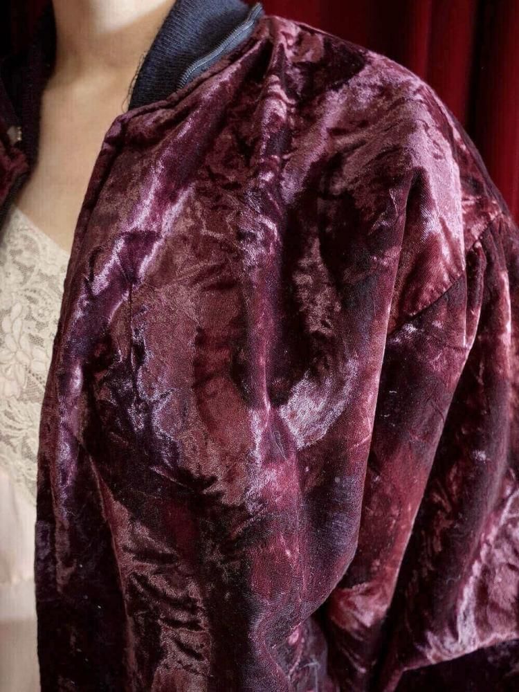 Deep Bordeaux Velvet "KOREA" Souvenir Jacket