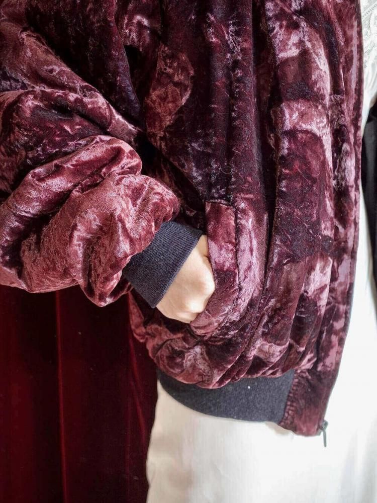 Deep Bordeaux Velvet "KOREA" Souvenir Jacket