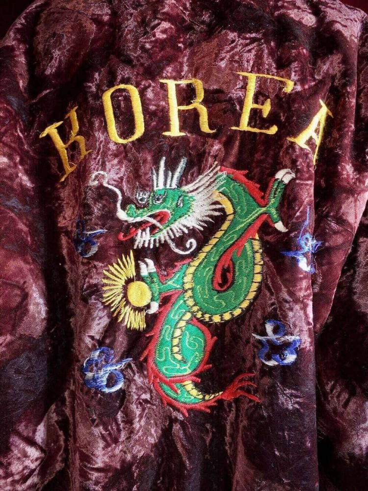Deep Bordeaux Velvet "KOREA" Souvenir Jacket