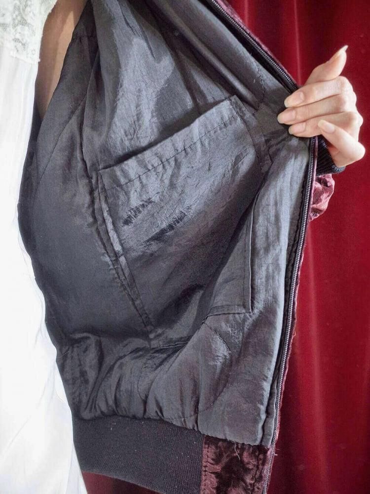 Deep Bordeaux Velvet "KOREA" Souvenir Jacket