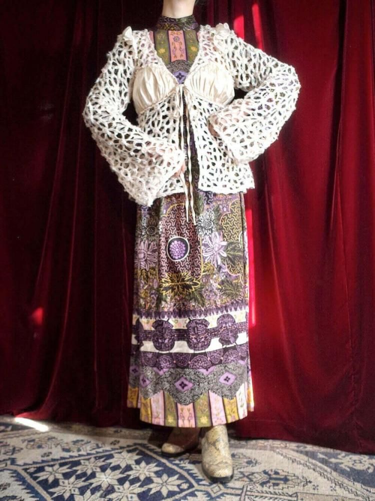 White Code Embroidery Design Sheer Gown