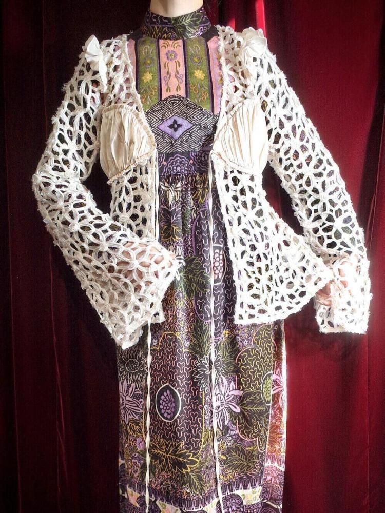 White Code Embroidery Design Sheer Gown