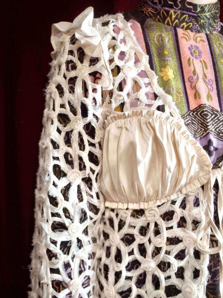 White Code Embroidery Design Sheer Gown