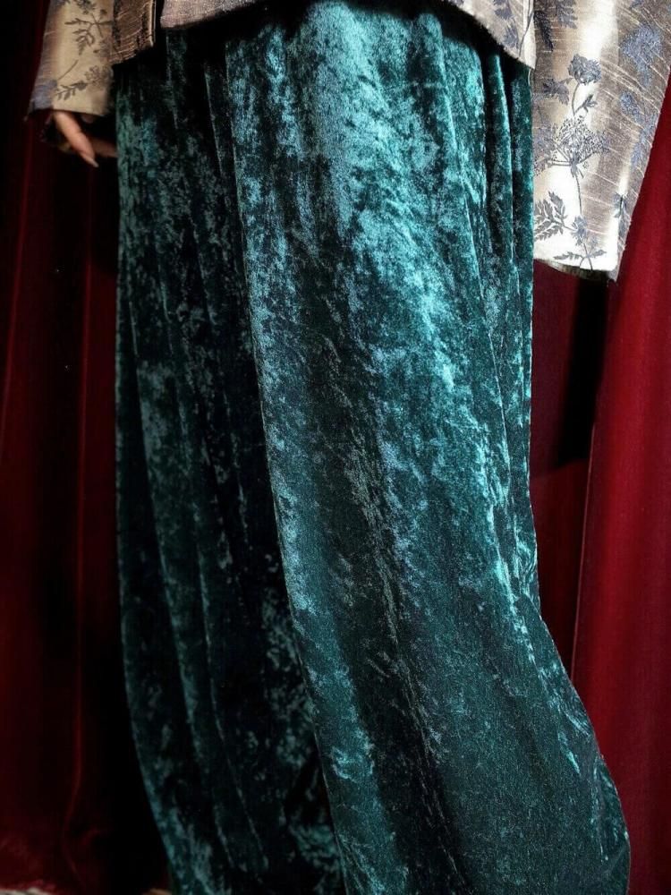 Deep Green Crush Velvet Pants