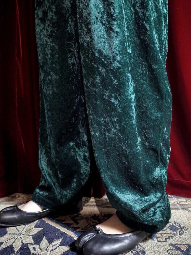 Deep Green Crush Velvet Pants
