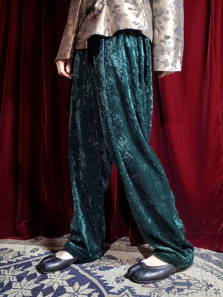Deep Green Crush Velvet Pants