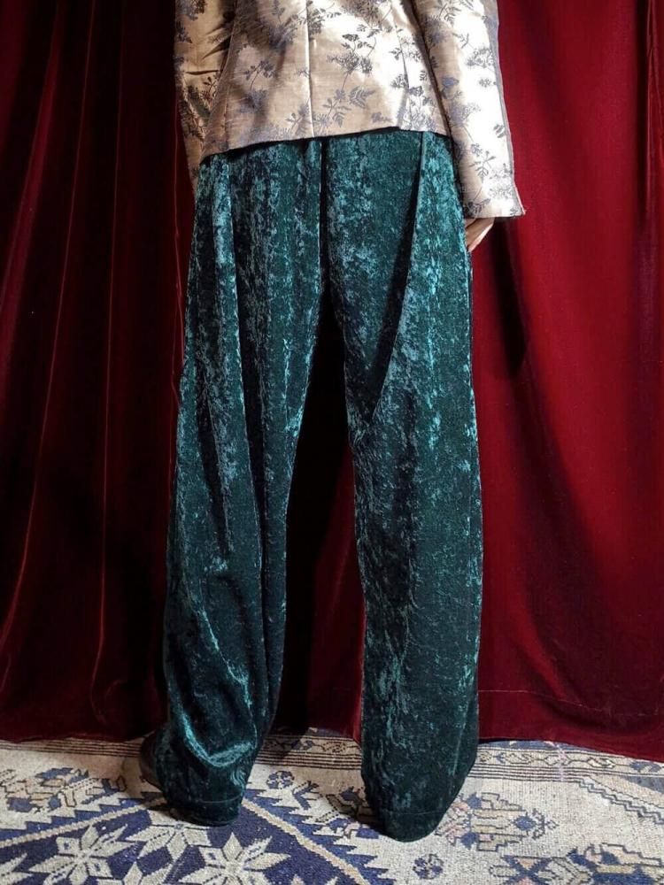 Deep Green Crush Velvet Pants