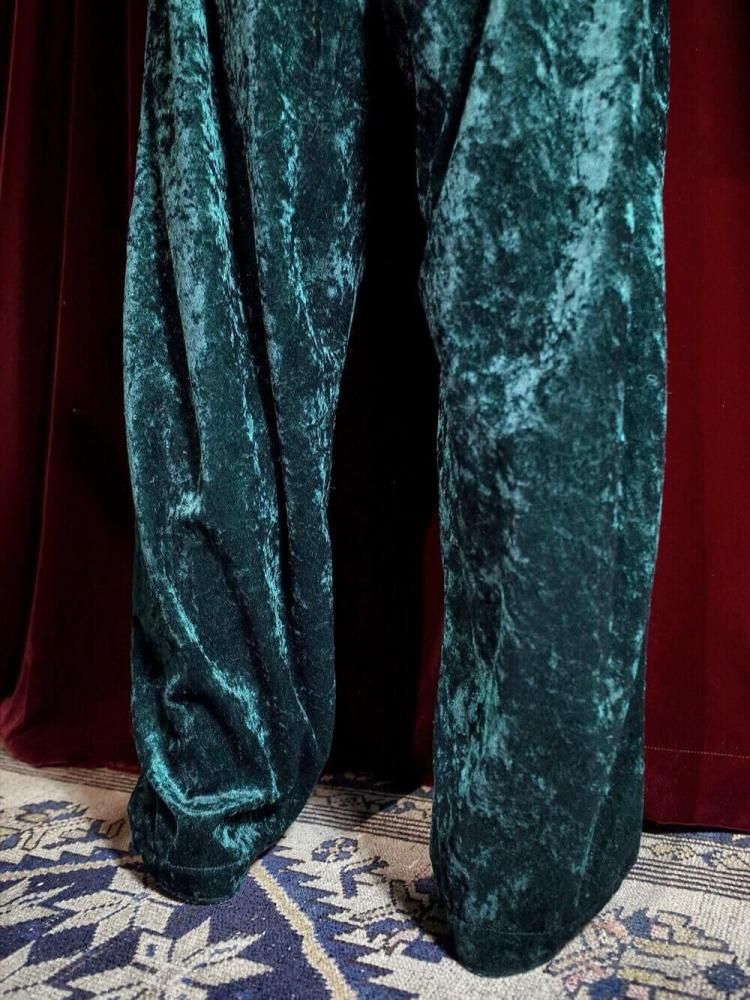Deep Green Crush Velvet Pants