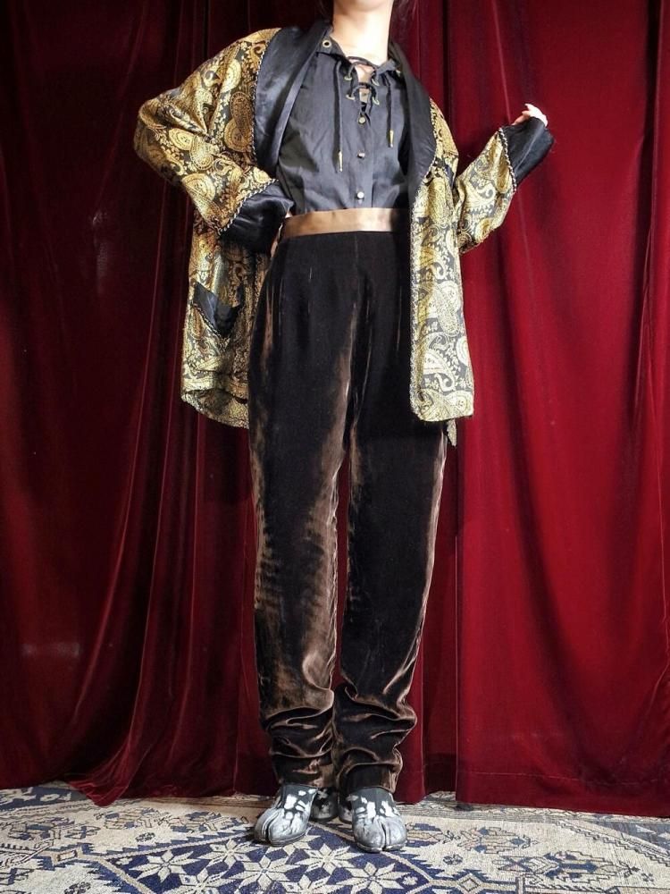 Dark Brown Rayon Velvet Pants