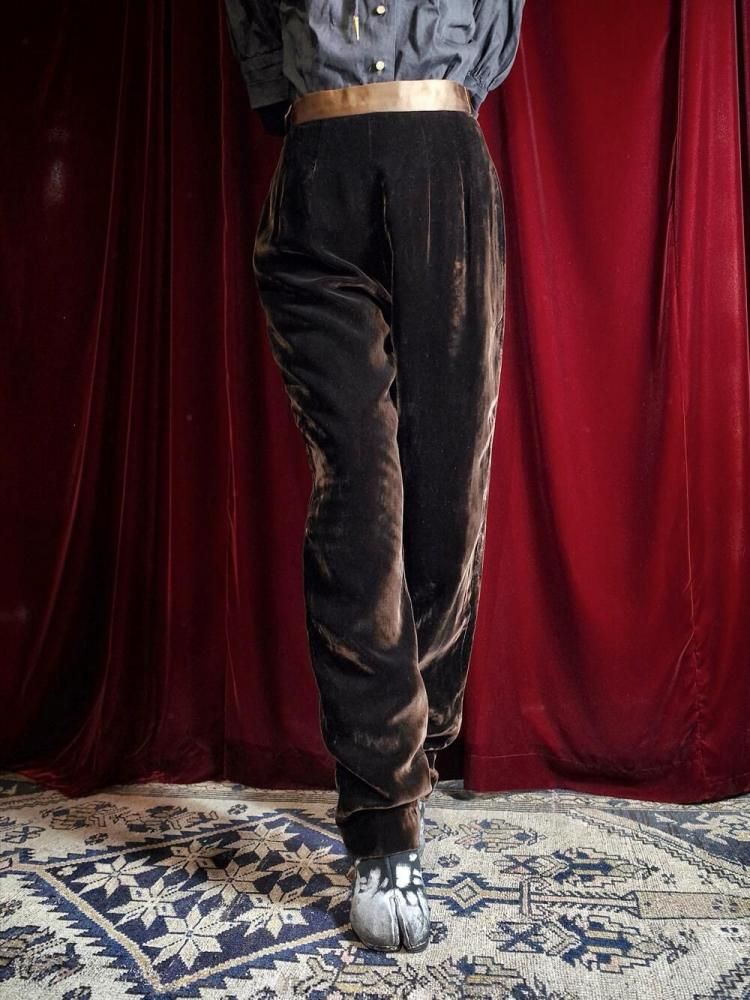 Dark Brown Rayon Velvet Pants