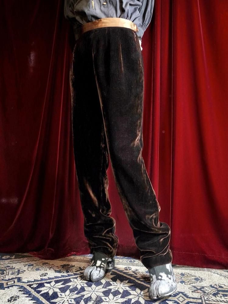 Dark Brown Rayon Velvet Pants