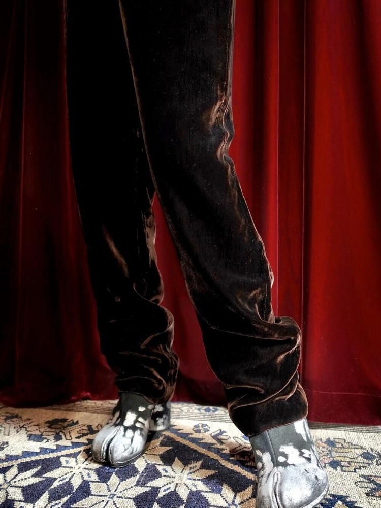 Dark Brown Rayon Velvet Pants