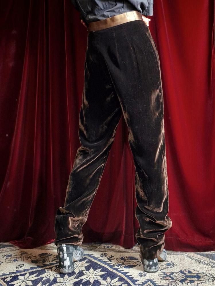Dark Brown Rayon Velvet Pants