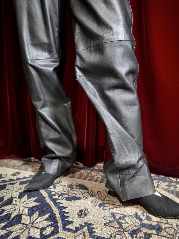 Black Leather Elasticated Back Waist Pants