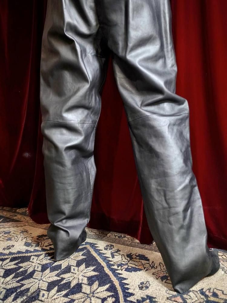 Black Leather Elasticated Back Waist Pants