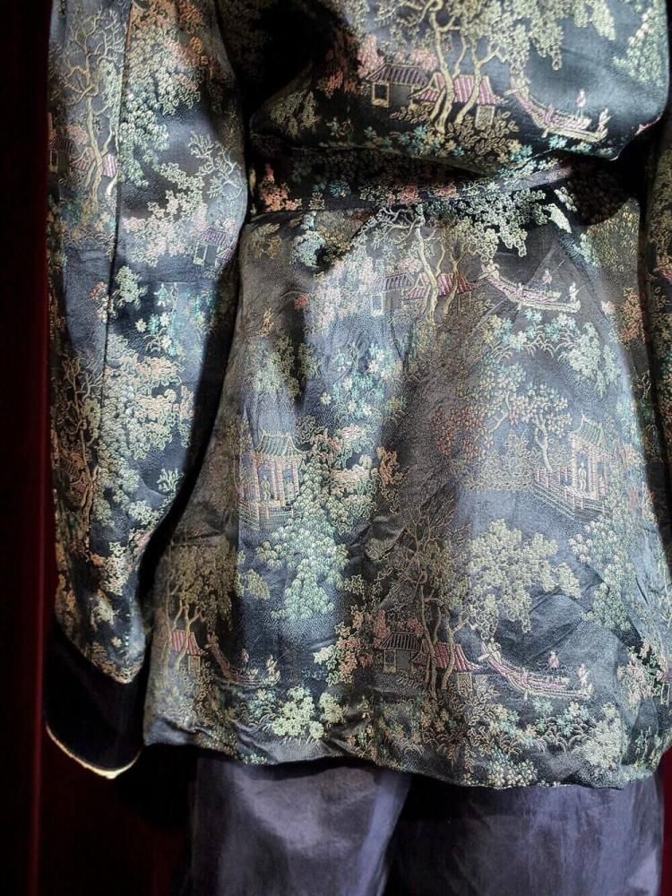 c.1950~60s Black Brocade China Smoking Gown