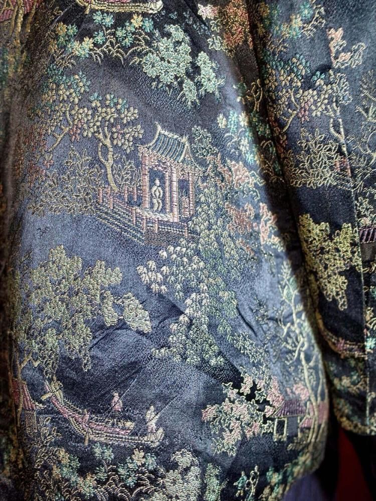 c.1950~60s Black Brocade China Smoking Gown