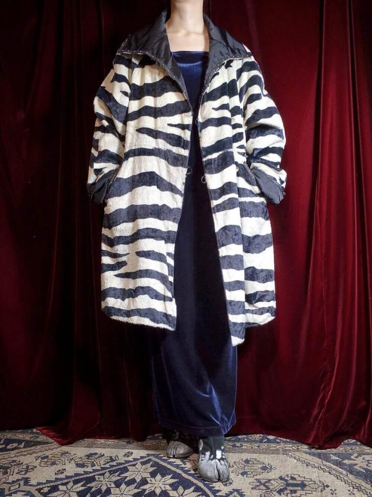 Zebra Fur �� Black Nylon Reversible Coat