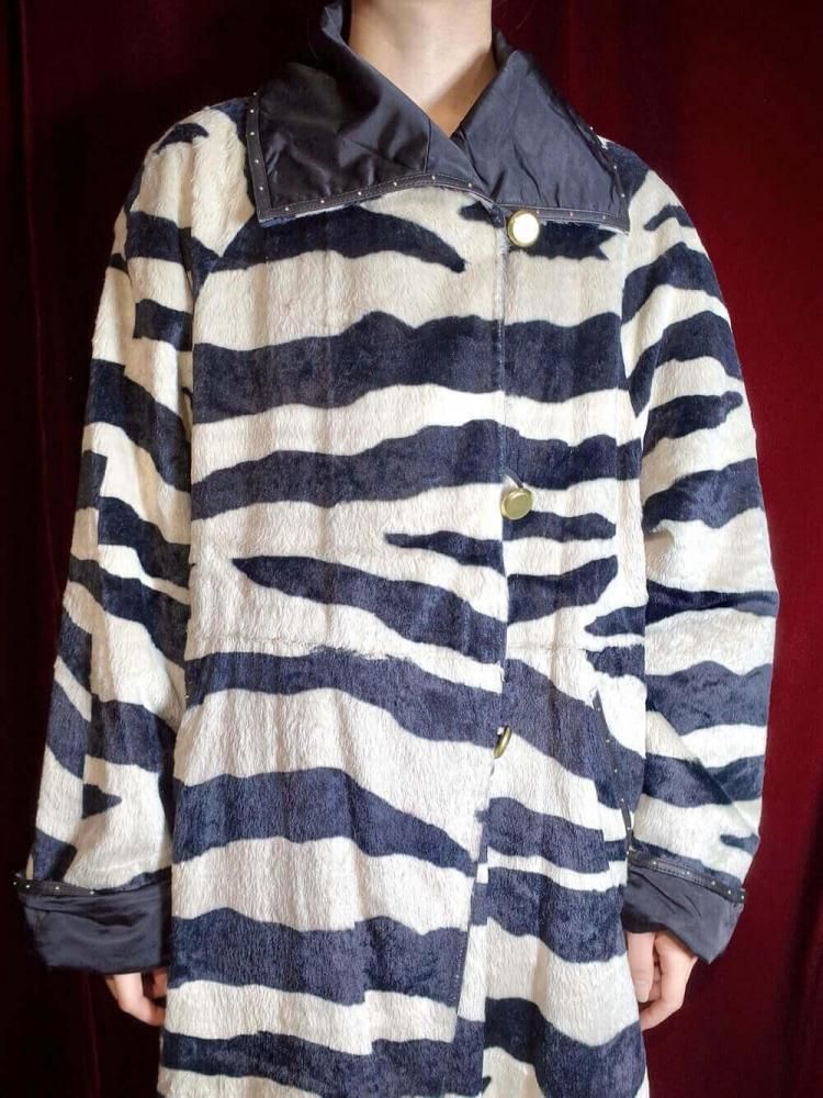 Zebra Fur �� Black Nylon Reversible Coat