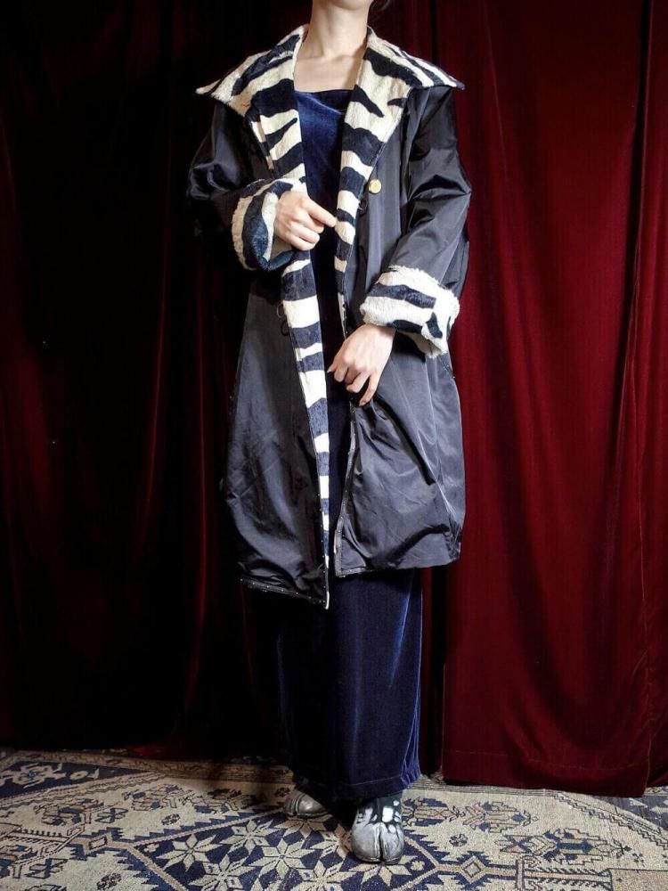 Zebra Fur �� Black Nylon Reversible Coat