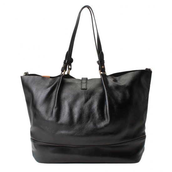 YUFU Leather Tote Bag (L) ブラック - IKISHIMA FACTORY（壱岐島