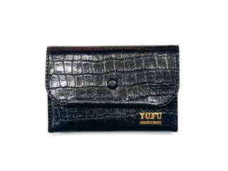 YUFU Card Case 　クロコ型押し　ブラック