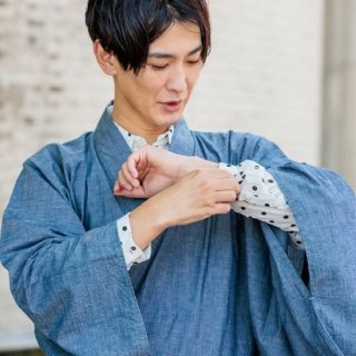 （E)Denim kimono (chambray) men's preta