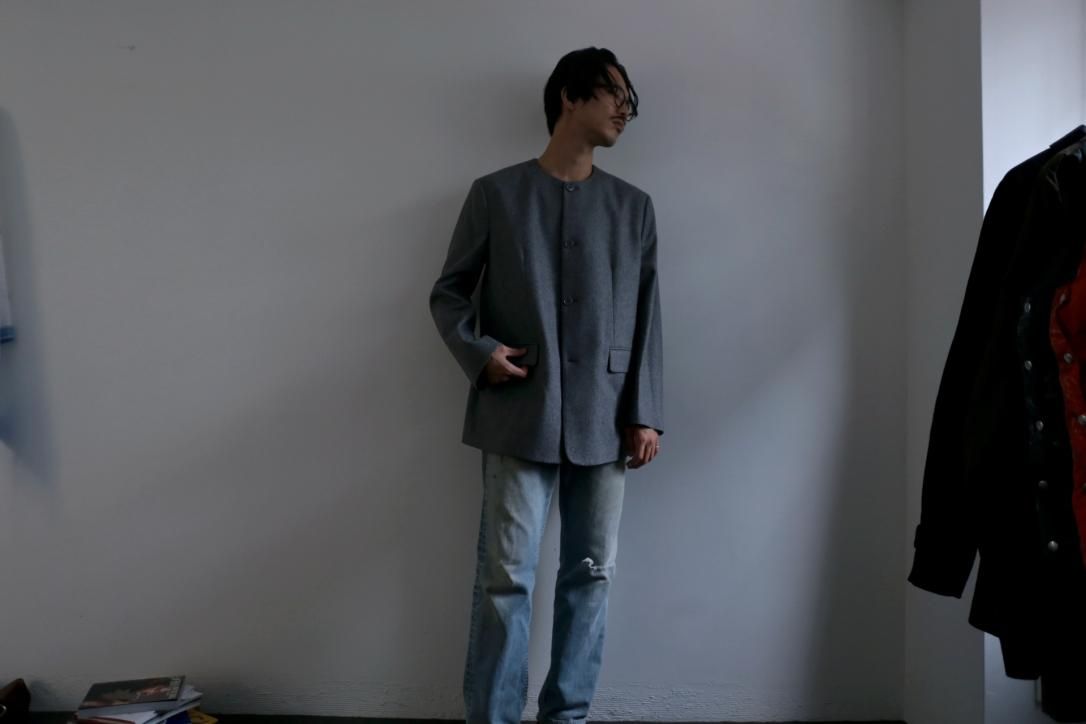 REVERBERATE (リバーバレート) COLLARLESS JACKET-kirettoー