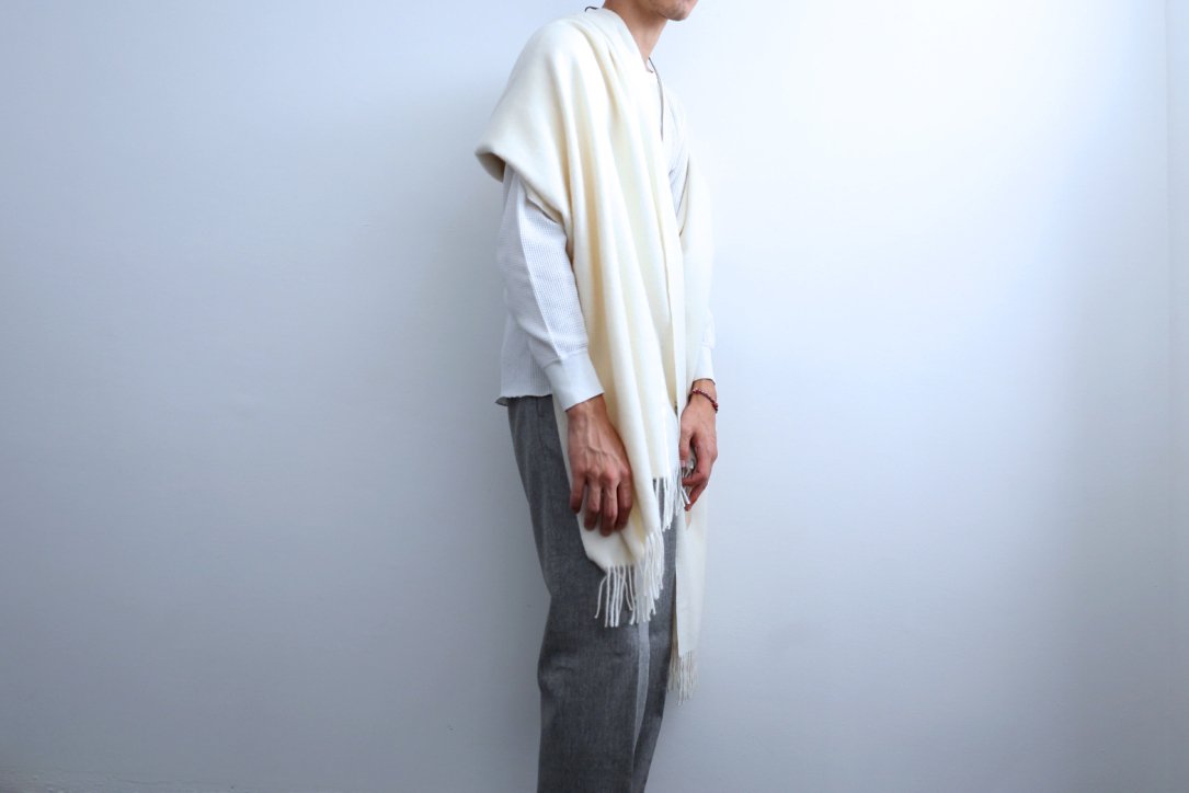 【YLEVE × THE INOUE BROTHERS / イレーヴ ザ イノウエブラザーズ】DOUBLE FACE BRUSHED STOLE  THE INOUE BROTHERS IVORY @kiretto_store