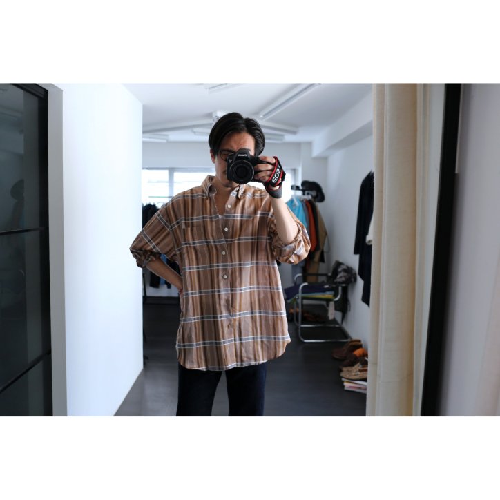 I am dork / アイアムドーク】long sleeve shirt Brown check -kiretto