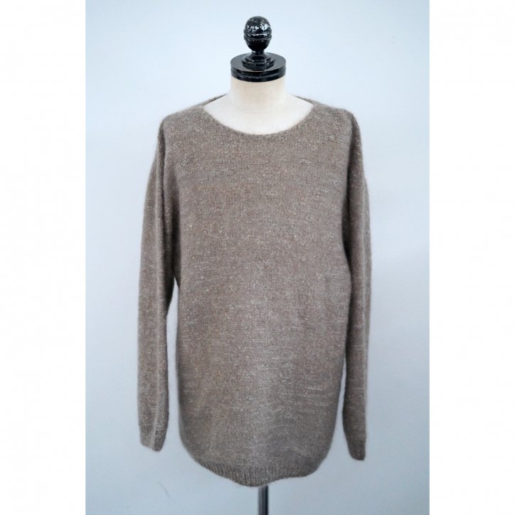 LAST ONEۡANSNAM riverrun / 󥹥ʥ MOHAIR CRUSH PULLOVER BROWN GRAY