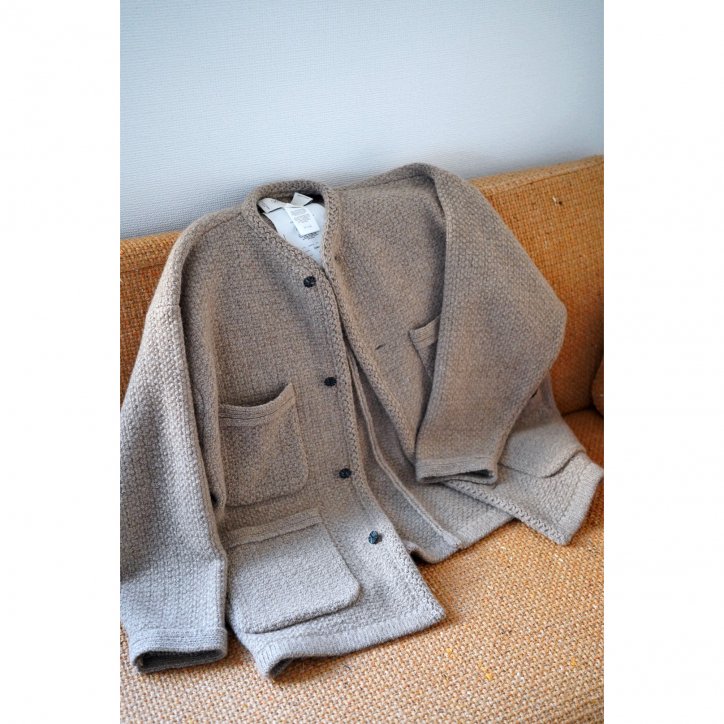 LAST ONEۡOlde H & Daughter/ ɥɥSLUB CASHMERE HAND KNITTED BOAT JACKET