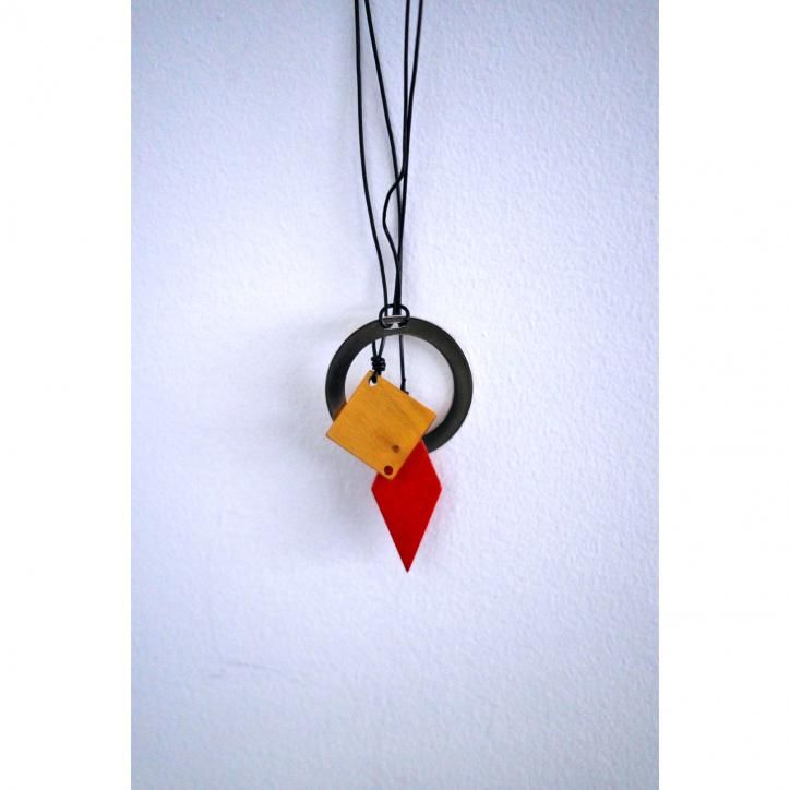 LAST ONEۡM'S Braque ॺ֥åWOODS&METALS NECKLACEMADE IN FRANCE by HAND ORANGE/YELLOW