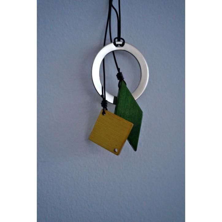 LAST ONEۡM'S Braque ॺ֥åWOODS&METALS NECKLACEMADE IN FRANCE by HAND GREEN/YELLOW