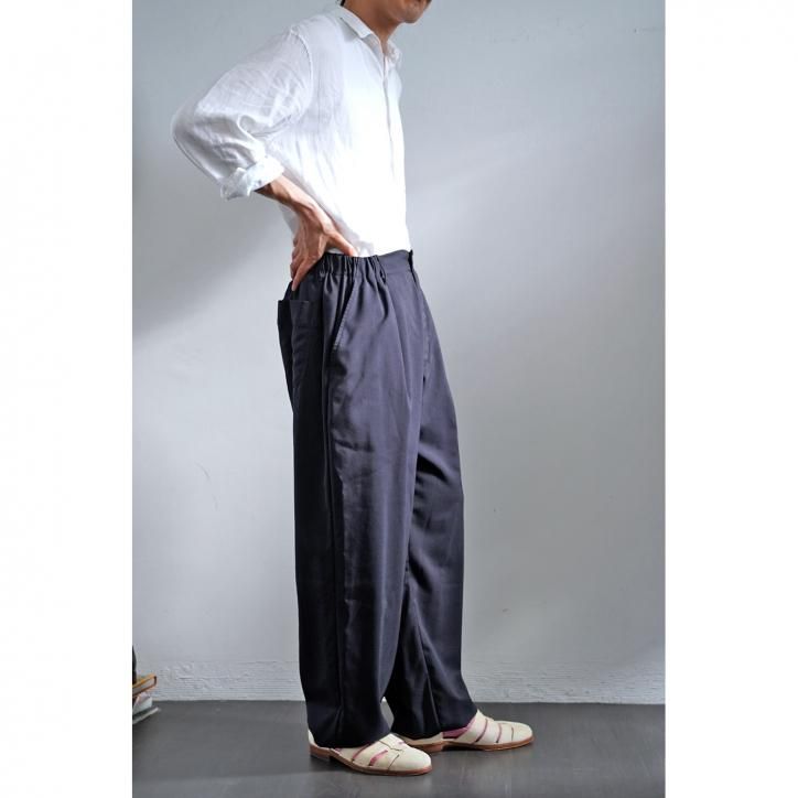 La favola/ラファーボラ EASY PANTS PIPING WOOL NAVY