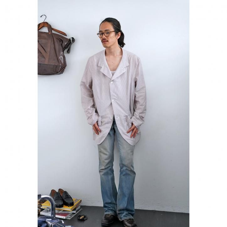 Fendart Shirt Jacket COTTON LINEN BROWN STRIPE