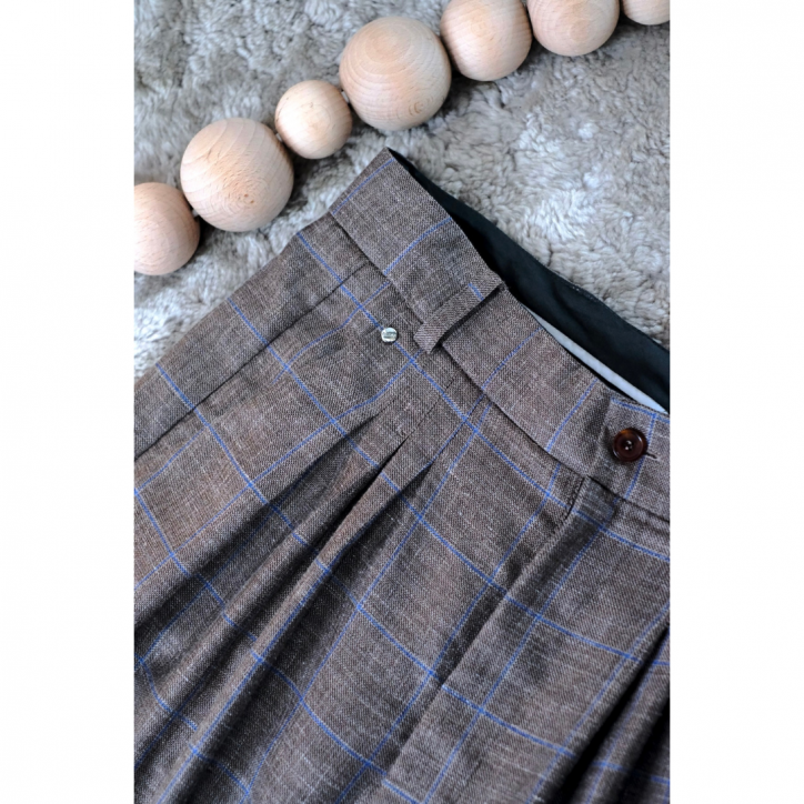 LAST ONEۡBLESS n/֥쥹3040 UltrawidepepleatedGrey Blue Checks