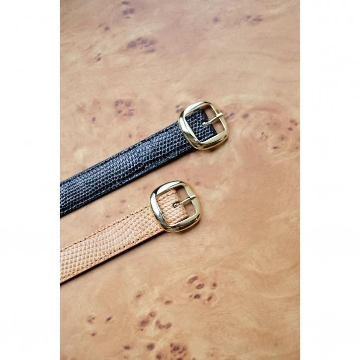 べベル　ゴッドソレム BISOWN/ビソウン】【25FW】LIZARD SQUARE BELT BLACK