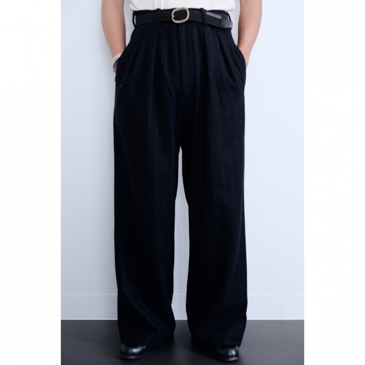 LAST ONEۡM's braque/ॺ֥åۡ25FWTUCKED BAGGY PANTS NAVY 硼ȥ饤ץե