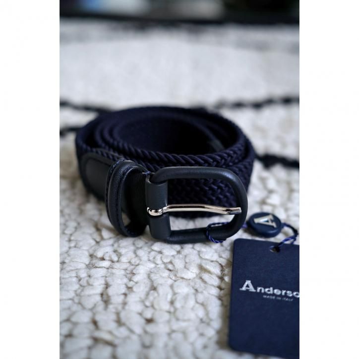 Anderson's 󥺡RUBBER MESH BELT NAVY