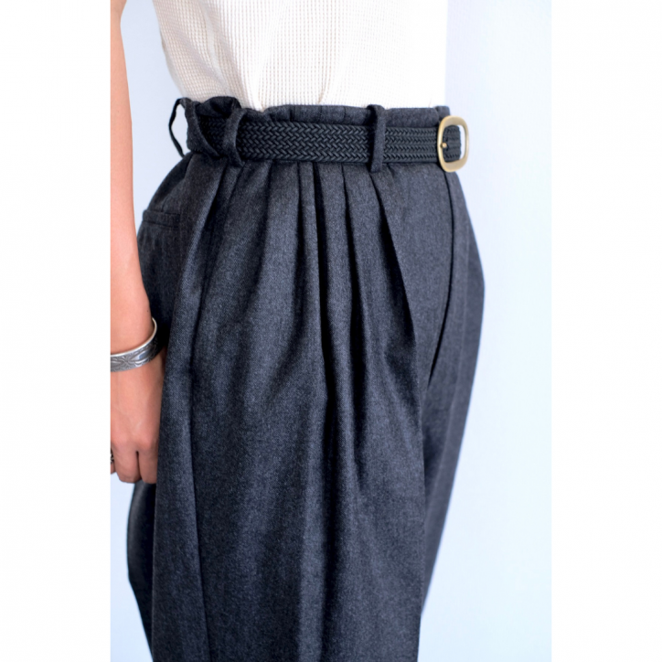 LAST ONEۡnonnotte/ΥΥåȡۡ25FWDraping 5-Tuck Wide Trousers Charcoal Top