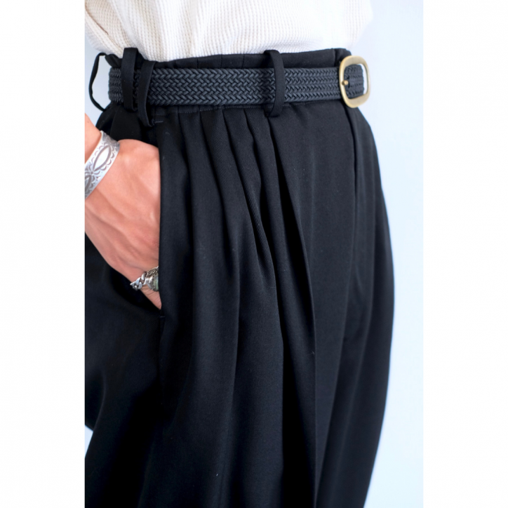LAST ONEۡnonnotte/ΥΥåȡۡ25FWDraping 5-Tuck Wide Trousers Black