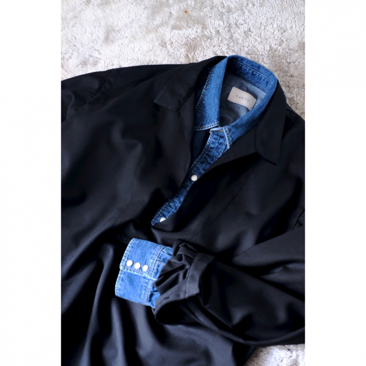 10/5 21:00-ۡSARTO/ȡۡ25AWTUCKED SKIPPER BLOUSE(HIGH TWISTED WOOL)/BLACK