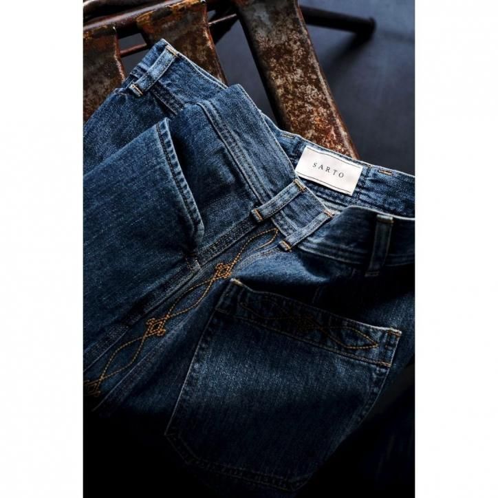 10/5 21:00-ۡLAST ONEۡSARTO/ȡۡ25AWPANTS TYPE 013 WIDE EMBROIDERY PANTS/WASHED INDIGO