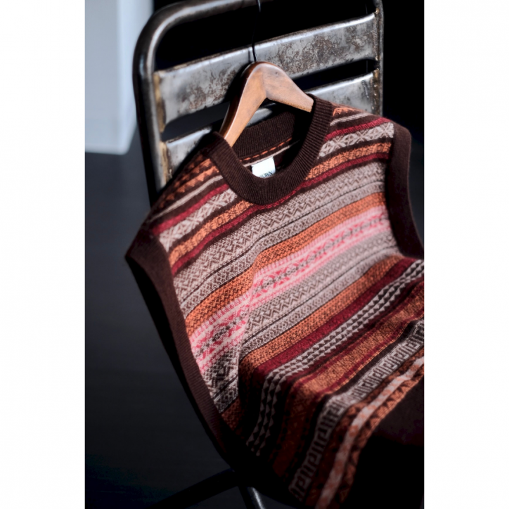 10/13 12:00~ۡBISOWN/ӥۡ25FWCASHMERE FAIRISLE SHORTVEST BROWN MIX