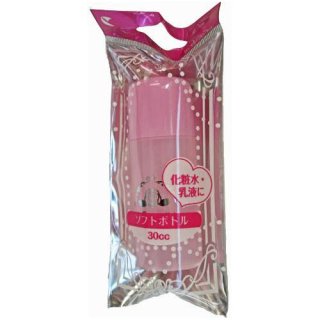 【ネコポス可】25%OFF　ラッキートレンディー　ピンクのキュートな化粧水・乳液入れ　ソフトボトル　30cc