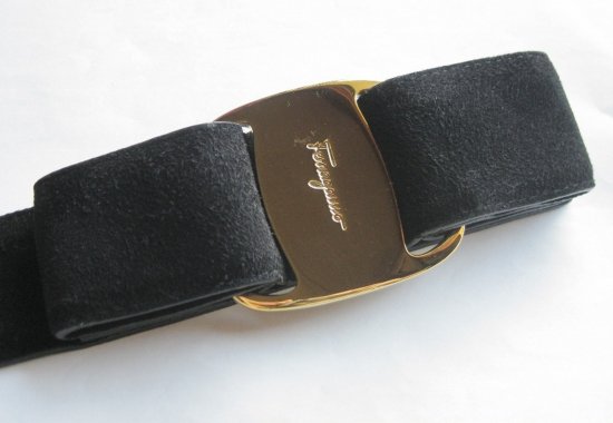 Salvatore Ferragamo　ヴァラ　スエード　リボン　ベルト　ブラック - vintage & select shop The  Delight shop