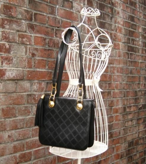 ヴェルサーチ☆ハンドバッグ　太陽　ミニボストン　ショルダー　ヴィンテージ　革 VERSACE VINTAGE 太陽モチーフ ショルダー バッグ ブラック